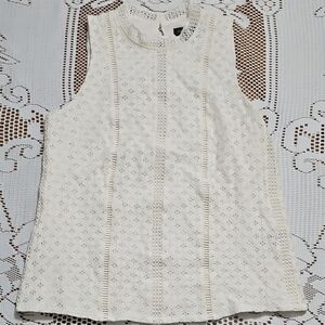 Banana Republic Ivory Lace Sleeveless Blouse
